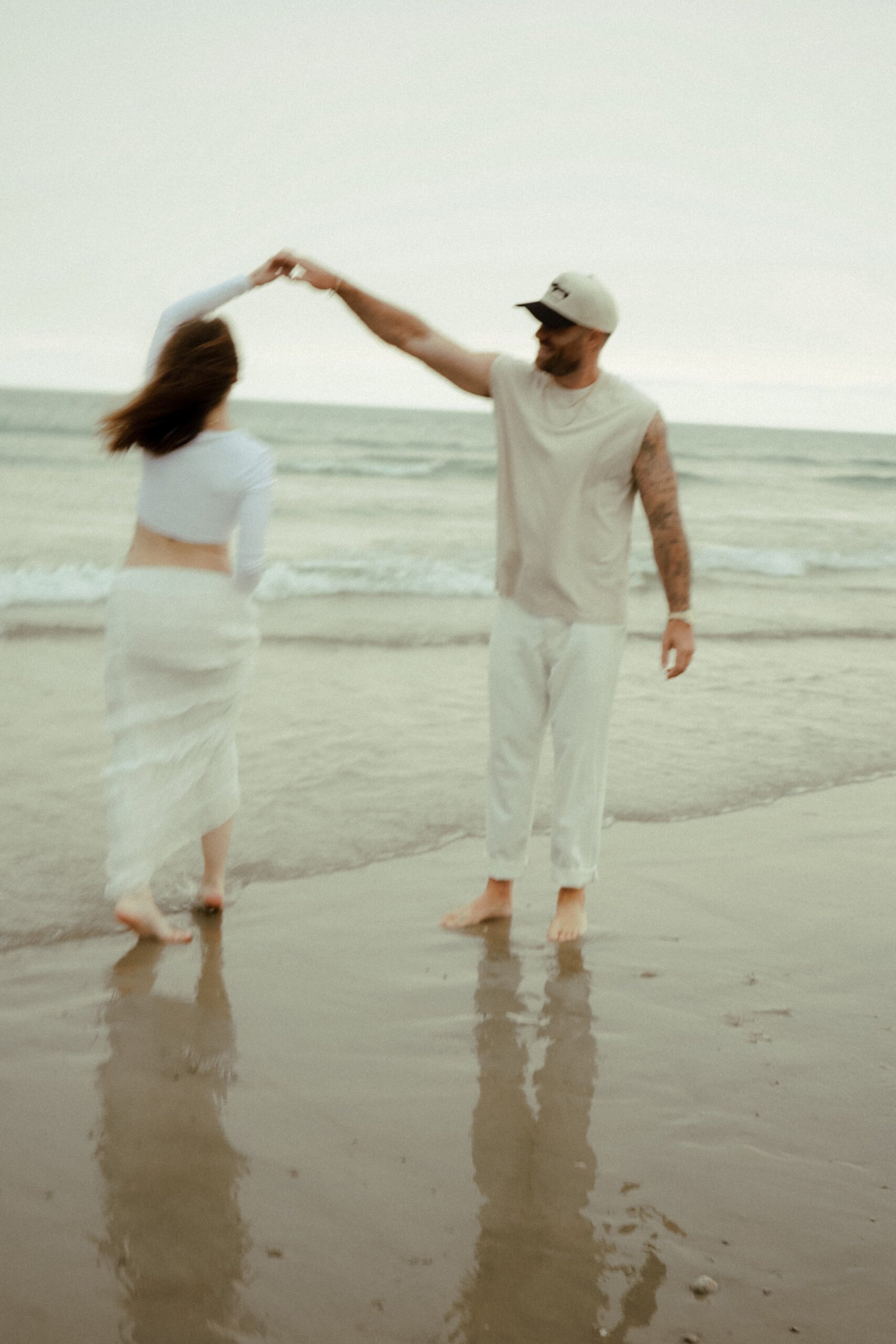 Couple walking on the beach
